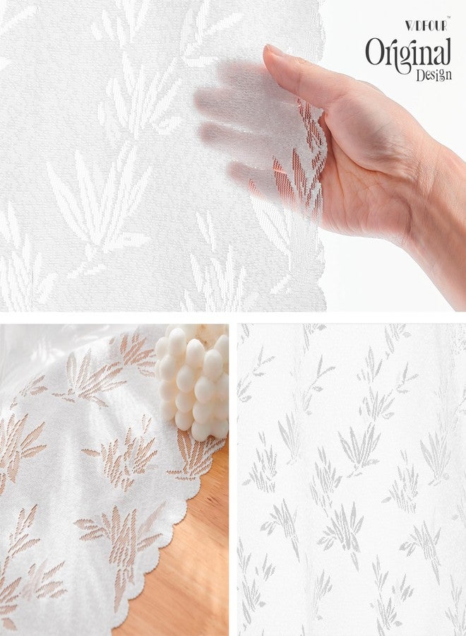 WdFour Semi-Sheer Lace Curtains for Living Room & Dining Room, Rod Pocket Vintage Sheer Drapes, Filter Sunlight with Elegant Shadows, Soft Light & Privacy(White, 52" W x 84" L) - Image 4